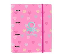 Benetton Heart - 4 Ring Binder 35 cm with 100 A4 Sheets, Ideal for Children of Different Ages, Comfortable and Versatile, Quality and Resistance, 27 x 3.5 x 32 cm