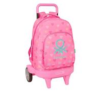 BENETTON HEART - Large Backpack with Wheels, Compact Evolution, Removable, Ideal for Children of Different Ages, Comfortable and Versatile, Quality and Resistance, 33 x 22 x 45 cm