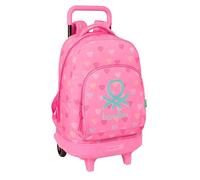 Benetton Heart - Large Backpack with Wheels, Compact, Removable, Ideal for Children of Different Ages, Comfortable and Versatile, Quality and Resistance, 33 x 22 x 45 cm