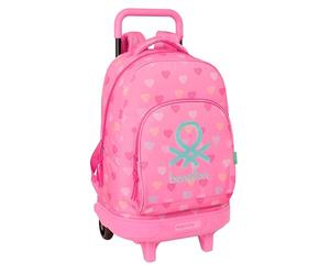 Benetton Heart - Large Backpack with Wheels, Compact, Removable, Ideal for Children of Different Ages, Comfortable and Versatile, Quality and Resistance, 33 x 22 x 45 cm