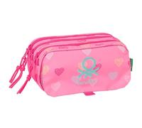 BENETTON HEART - Triple Big Pencil Case, Children's Pencil Case, Child, Ideal for School Age Children, Comfortable and Versatile, Quality and Resistance, 21.5 x 8 x 10 cm