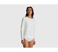 Benetton, Long Sleeve T-shirt In Super Stretch Cotton, size S, White, Women