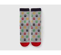 Benetton, Non-slip Socks With Logos, Size: 3-4, Multi-color, Kids