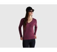 Benetton, Purple T-shirt With V-neck, size XXS, Violet, Women