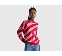 Benetton, Regimental Striped Sweater, Size: XS, Strawberry, Women