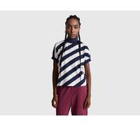 Benetton, Regimental Striped T-shirt, Size: S, Dark Blue, Women