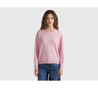 Benetton, Relaxed Fit Pure Merino Wool Sweater, Size: S, Pink, Women