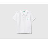 Benetton, Short Sleeve Polo In Pure Cotton, size 3-4, White, Kids