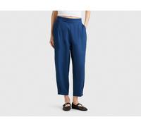 Benetton, Soft Trousers In Pure Linen, size S, Air Force Blue, Women