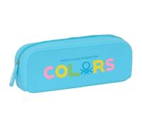 Benetton Spring - Square Silicone Pencil Case, Children's Case, Child, Ideal for School Age Children, Comfortable and Versatile, Quality and Resistance, 18.5 x 5.5 x 7.5 cm, Sky Blue, Light Blue,