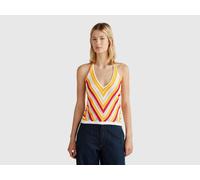 Benetton, Striped Crochet Top, size XS, White, Women