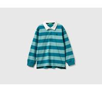 Benetton, Striped Rugby Polo In Cotton, Size: 4-5, Aqua, Kids