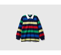 Benetton, Striped Rugby Polo In Cotton, Size: 4-5, Dark Blue, Kids
