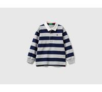 Benetton, Striped Rugby Polo In Cotton, Size: 4-5, Gray, Kids