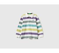 Benetton, Striped Rugby Polo In Cotton, Size: 5-6, Creamy White, Kids