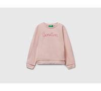 Benetton, Sweatshirt With Glittery Print, size 5-6, Soft Pink, Kids