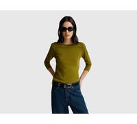 Benetton, T-shirt With Boat Neck, Size: XL, Military Green, Women