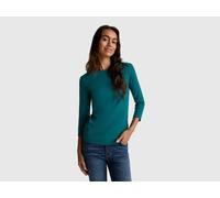 Benetton, T-shirt With Boat Neck, Size: XXS, Dark Green, Women