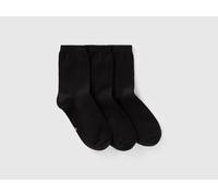 Benetton, Three Pairs Of Long Stretch Cotton Socks, Size: 3-4, Black, Women