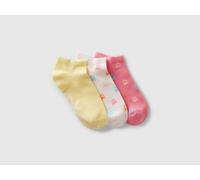 Benetton, Three Pairs Of Socks With Logos, Size: 5-8, Multi-color, Kids