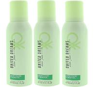 Benetton United Colors of United Dreams Live Free Ladies Womens Deodorant Body Spray for Her 150ml 3 Pack