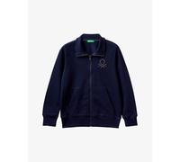 Benetton Vy Blue Kids Logo-embroidered Zipped Cotton-jersey Sweatshirt 6-14 Years 10-11