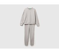 Benetton, Warm Pyjamas In Cotton Blend, Size: M, Light Gray, Women