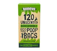 Benevo Biodegradable Dog Poop Bags (120 Bags) EN13432 Compostable Dog Poop Bags, Unscented & Plastic Free, Ideal For Big & Small Dogs, Made From A Sustainable Cornstarch Base, Handy Rolls of 15