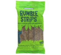 Benevo Vegan Dog Chews. Low fat Rumble Strips ideal training treats or rewards. Cold pressed jerky style chews, soft enough to tear. Non-GM, vegetarian hypoallergenic. Approx 20 chews per pack, 180g