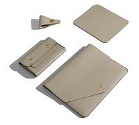 Benfan 4 Pack PU Leather Laptop Sleeve Case Compatible with MacBook Pro A2779 A2442, MacBook Pro Air 13, Surface Laptop 5th Generation 13.5, Thinkpad X1 Carbon 14, Khaki