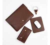 Benfan Laptop Sleeve 15" for MacBook Pro 15", MacBook Pro 16", Surface Book 15", Dell XPS 15" with Small Pocket, Mouse Pad and Cable Organizer, Dark Brown