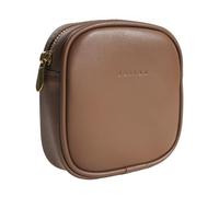 Benfan Leather Cosmetic Bag for Women Small Zipper Makeup Bag for Purse Waterproof Travel Makeup Organizer Charger Storage Pouch Color Dark Brown