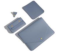 Benfan PU Leather Laptop Sleeve 13 Inch Compatible with 2024 13inch MacBook Air M3,13 MacBook Pro M2, Surface Pro 3 4 5 6 7, Dell XPS 13 with Small Pouch, Mouse Pad and Cord Organizer Color Blue