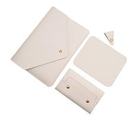 Benfan PU Leather Laptop Sleeve Case Compatible with MacBook Air 15.3" 2023/2024/Surface Laptop 15/Book 13.5/Studio, White