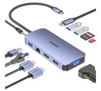 BENFEI 11-in-1 USB C Hub Triple Display Docking Station Dual HDMI, VGA, 3*USB 3.0, 1Gbps Ethernet, 100W Power Delivery, SD/TF Card Reader, 3.5mm AUX Audio Compatible with MacBook XPS Surface