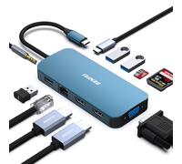 BENFEI 11-in-1 USB C MST Laptop Docking Station with Silicone Woven Design Cable, USB-C to 2*HDMI/1*VGA, to 3*USB 3.0/SD/TF Card Reader/Ethernet/100W Power Delivery/3.5mm Aux Audio