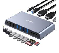 BENFEI 12-in-1 USB 3.0 Docking Station with Dual HDMI Display/6*USB Ports/SD/TF Card Reader/Gigabit Ethernet Network/3.5mm Female Headphone Jack Compatible with Windows and Mac