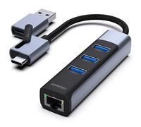 BENFEI 2in1 USB-C/USB 3.0 to Ethernet Adapter with 3*USB 3.0 Ports Compatible for iPhone 15 series, MacBook Pro/Air 2023/2022/2021/2020/2019 and More