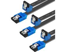 Benfei 3 Pack SATA III Cable 6Gbps Right Angle 90 Degree with Locking Latch 18 Inch for SATA Hard Drive, SSD, CD Driver, CD Burner