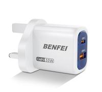 BENFEI 33W GaN USB C Wall Charger, 2-Port Fast Charger Block for iPhone 16/15 series, Galaxy S25/S24, iPad Pro, Steam Deck & More