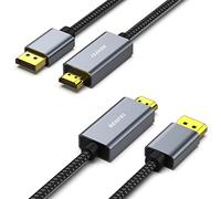 BENFEI DisplayPort to HDMI 2 Pack, 4K DisplayPort (DP) to HDMI 1.8M Cable Compatible with HP, ThinkPad, AMD, NVIDIA, Desktop and More - Male to Male, Space Grey