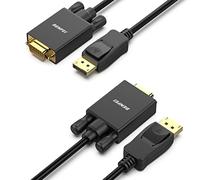 BENFEI DisplayPort to VGA 1.8M Cable 2 Pack, Display Port to VGA Adapter Male to Male Gold-Plated Cord for Lenovo, Dell, HP, ASUS and other brand