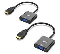 BENFEI HDMI to VGA 2 Pack, Gold-Plated HDMI to VGA Adapter (Male to Female) for Computer, Desktop, Laptop, PC, Monitor, Projector, HDTV, Chromebook, Raspberry Pi, Roku, Xbox and More - Black