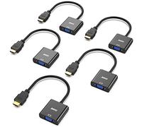 BENFEI - HDMI to VGA Cable, Gold Plated, Set of 5, Male to Female for Computer, Laptop, PC, Monitor, Projector, HDTV, Chromebook, Raspberry Pi, Roku, Xbox and More, Black