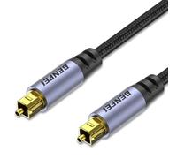 BENFEI Toslink Optical Audio Cable 6.6 feet / 2 M, S/PDIF Fiber Optic Cord [Braided, Gold-Plated Connectors, CL3 Rated] for Soundbar/TV/PS5/PS4/Sonos, Xbox Series X/S, Home Theater