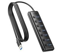 BENFEI USB 3.0 Hub 7-Port, Ultra-Slim Portable USB Splitter with 3.3ft Cable - Compatible with MacBook Pro/Air,Mac Pro, Mac Mini, iMac, Surface Pro, XPS, PC, Flash Drive, Mobile HDD (No Charging Port)