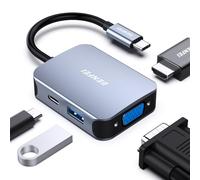 BENFEI USB C HUB 4in1, USB Type-C to HDMI VGA Adapter, USB Adapter, Power Delivery, Compatible for iPhone 15 series, MacBook Pro 2023/2022/2021/2020,Surface Book 2, Dell XPS 13/15, Pixelbook