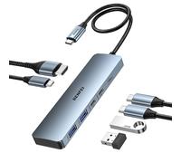 BENFEI USB C HUB 6-in-1 with HDMI(4K@60Hz), 100W Power Delivery, 10Gbps 2*USB-A and 2*USB-C, Silicone Cable, Aluminum Case Compatible with iPhone 15 Pro/Max, MacBook, iPad Pro, iMac, S23, XPS17