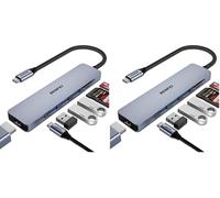 BENFEI USB C Hub 7 in 1, with HDMI 4K,2 USB Ports,SD/TF Card Reader Compatible with MacBook Pro 2019/2018/2017, Samsung Galaxy S9/S8[Aluminium Shell&Nylon Cable (Pack of 2)