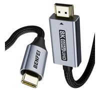 BENFEI USB C to HDMI 2.1 Cable (8K@60Hz, 4K@240Hz, 6ft, Aluminum Shell, Nylon Braided) Compatible with iPhone 15/16 Pro/Max, MacBook Pro/Air 2023, iPad Pro, Surface Book 2 More